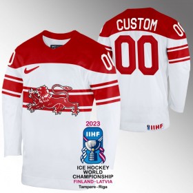Danmark Hockeydrakt Custom IIHF World Championship 2023 Hvit - Herre
